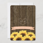PEACH RUSTIC SUNFLOWER VRIJGEZELLENFEEST INVITE KAART (Achterkant)