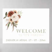 Peach Rustic Terracotta Green Floral Affiche de bi (Devant)