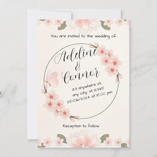 Peach Rustic Wedding Invitations (Devant)