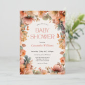 Peach Sage Floral Baby Shower Kaart (Staand voorkant)