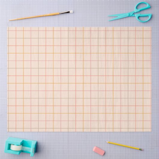 Peach Sage Yellow Plaid rasterpatroon Tissuepapier (Craft)