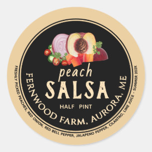 Peach Salsa Jar Label Zelfgemaakte Conserven Inbli