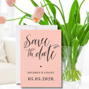 Peach Script Minimalist Sla de datum uitnodiging o