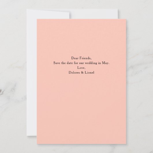 Peach Script Photo Minimalist De datum opslaan Kaart (Achterkant)