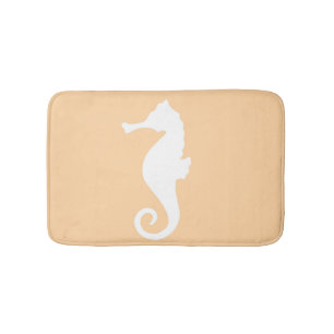 Peach Seahorse Bathroom Mat. Badmat