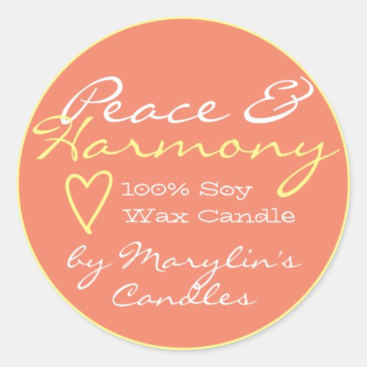 Peach Simple Candle Étiquettes avec Heart Pastel (Devant)