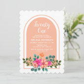 Peach Sinaasappel Spring Flora Botanical 21e Verja Kaart (Staand voorkant)