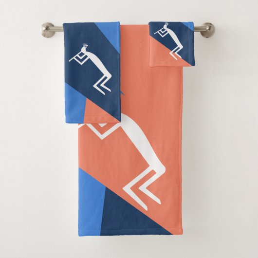 Peach Southwestern Kokopelli Bath Towel Set Bad Handdoek (Insitu)