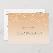 Peach Sparkle Lights Maridal Wedding Party Carte p (Devant / Derrière)