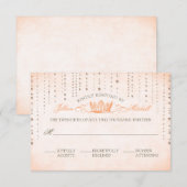 Peach Sparkles & Crown Fairytale Wedding Carte RSV (Devant / Derrière)
