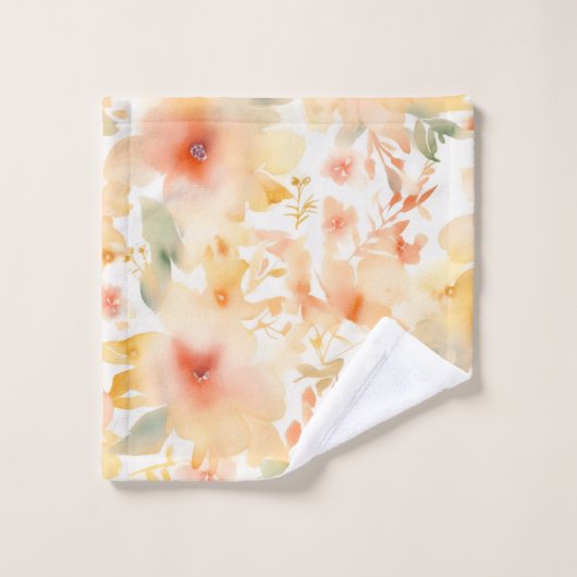 Peach Splash Floral Abstrait (Gant de toilette)
