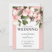 Peach Spring Floral Drop Wedding Invitation Kaart (Voorkant)