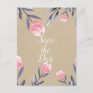 Peach Spring Watercolor Tulpen Bewaar de Datum Aankondigingskaart