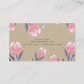 Peach Spring Waterverf Tulps Rustic Kraft Chic Visitekaartje (Achterkant)