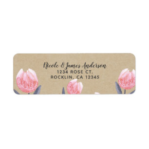 Peach Spring Waterverf Tulps Vrijgezellenfeest Par Etiket