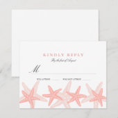 Peach Starfish Beach Wedding RSVP Kaartje (Voorkant / Achterkant)