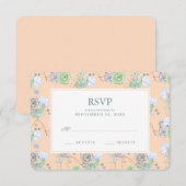 Peach Succulents Floral Aquarelle - Mariage RSVP (Devant / Derrière)