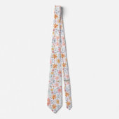 Peach Summer Floral Waterverf Stropdas (Voorkant)