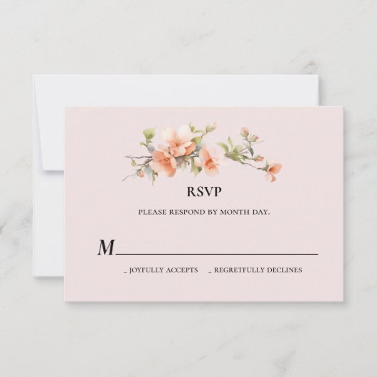 Peach Summer Wedding Carte RSVP (Devant)
