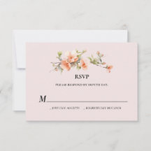 Peach Summer Wedding Carte RSVP