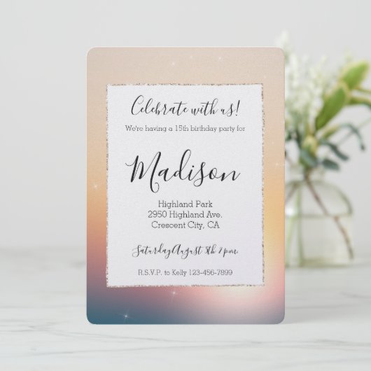 Peach Sunrise Sparkle Verjaardag Kaart (Staand voorkant)