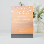 Peach sunset beach invitations à mariage (Debout devant)
