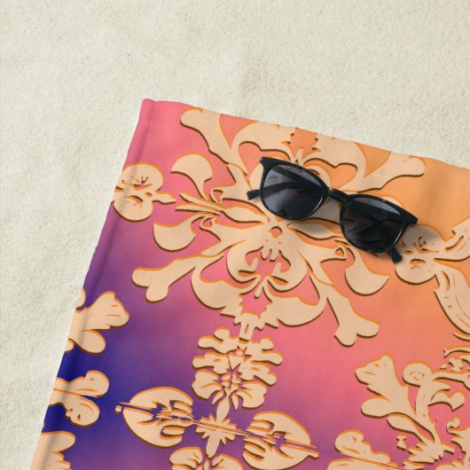 Peach Sunset Royal Damask Strandlaken (In situ)