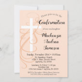 Peach Swirl Confirmation Invitation Fille Garçon (Devant)
