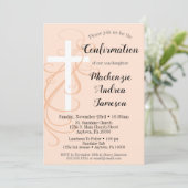Peach Swirl Confirmation Invitation Fille Garçon (Debout devant)