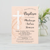 Peach Swirl Cross Baptism Invitation Girl Boy (Debout devant)