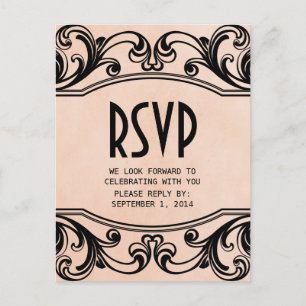 Peach Swirls RSVP Briefkaart