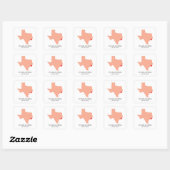 Peach Texas Wedding Vierkante Sticker (Vel)