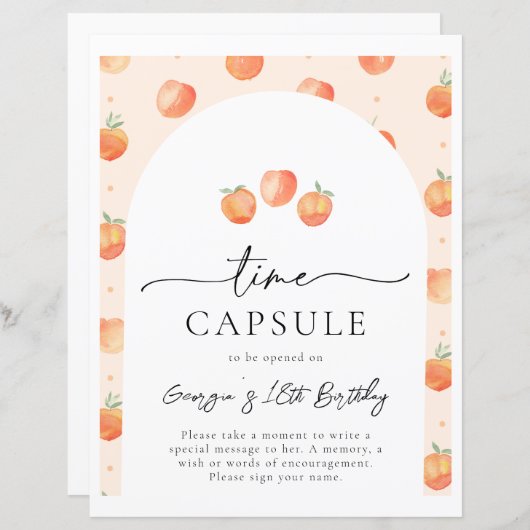 Peach Time Capsule Sign | Teken Peach Party (Voorkant / Achterkant)