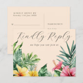 Peach Tropical Floral Song Demander carte postale (Devant / Derrière)