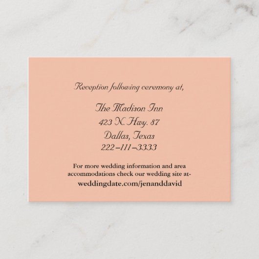 Peach Trouwbehuizingskaarten Informatiekaartje (Voorkant)