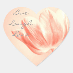 Peach Tulip Live, Laugh, Love Hart Sticker
