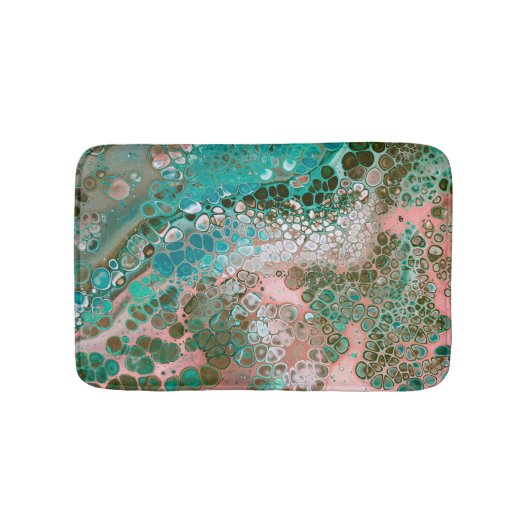 Peach & Turquoise Acrylpour Abstract Badmat (Voorkant)