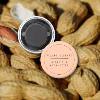 Peach Tweetalige pinda allergie Alert Magneet