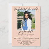 Peach Two Photo Script Graduation Announcement  Kaart (Voorkant)