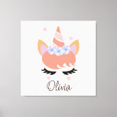 Peach Unicorn Lashes Girly Canvas Afdruk (Voorkant)