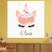 Peach Unicorn Lashes Girly Canvas Afdruk (Insitu (Woonkamer))