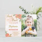 Peach Verjaardagsfoto uitnodigingen (Staand voorkant)