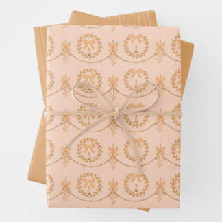 Peach Victorian Mistletoe and Wreath Gift Wrap Inpakpapier Vel