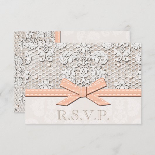 Peach Vintage Lace RSVP Mariage (Devant / Derrière)