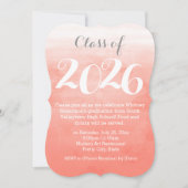 Peach Watercolor 2019 Graduation Party Invitation (Devant)