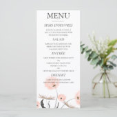 Peach Watercolor Dandelion Menu Mariage (Debout devant)