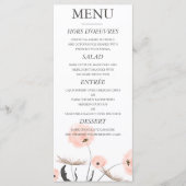 Peach Watercolor Dandelion Menu Mariage (Devant)