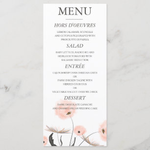 Peach Watercolor Dandelion Menu Mariage