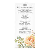 Peach watercolor fleurs programme de mariage flora (Dos)