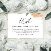Peach Watercolor Floral Blue QR Code RSVP